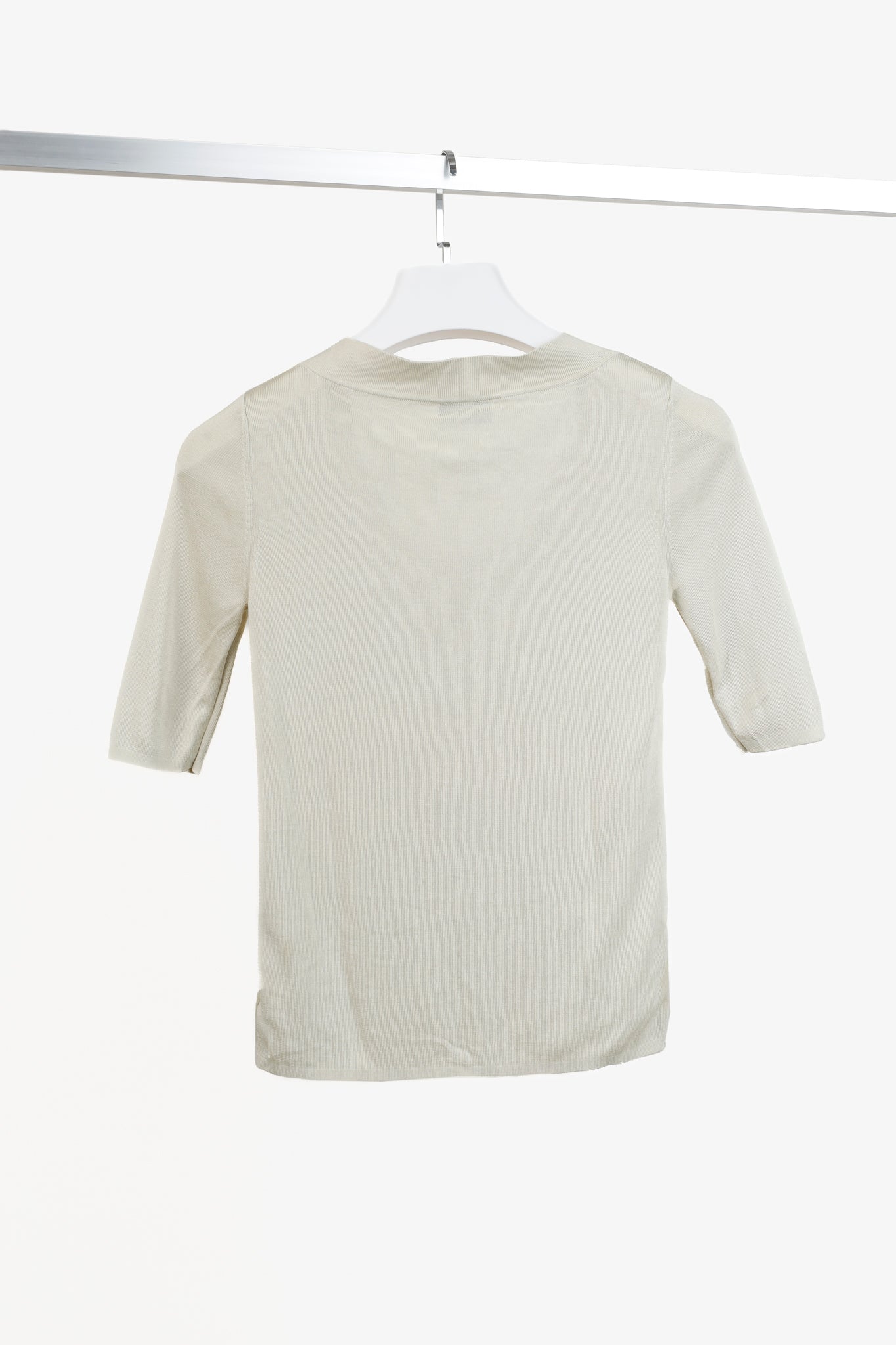 Akris Cream Scoop Neck Beige Knit Top