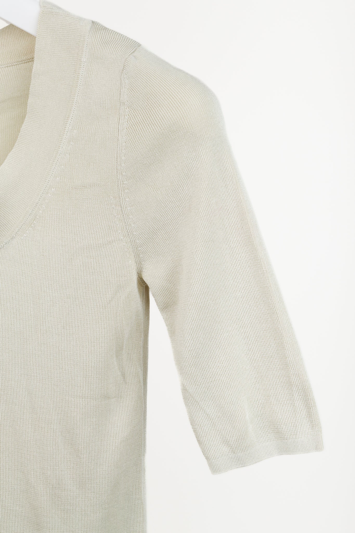 Akris Cream Scoop Neck Beige Knit Top