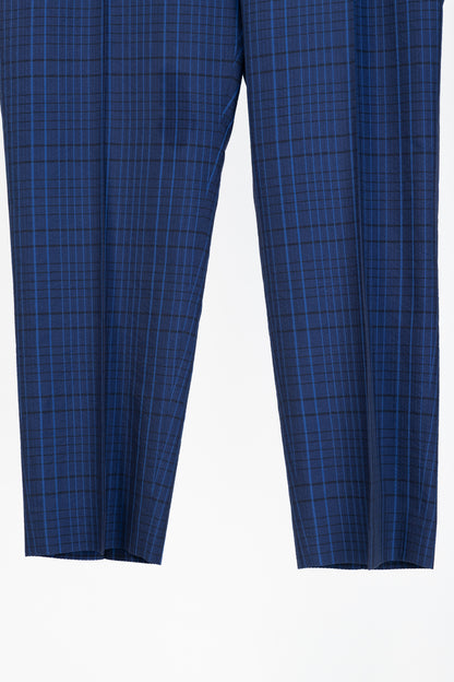 Akris 100 Years Flavin Navy-Enzian Check Cotton & Silk Seersucker Pants