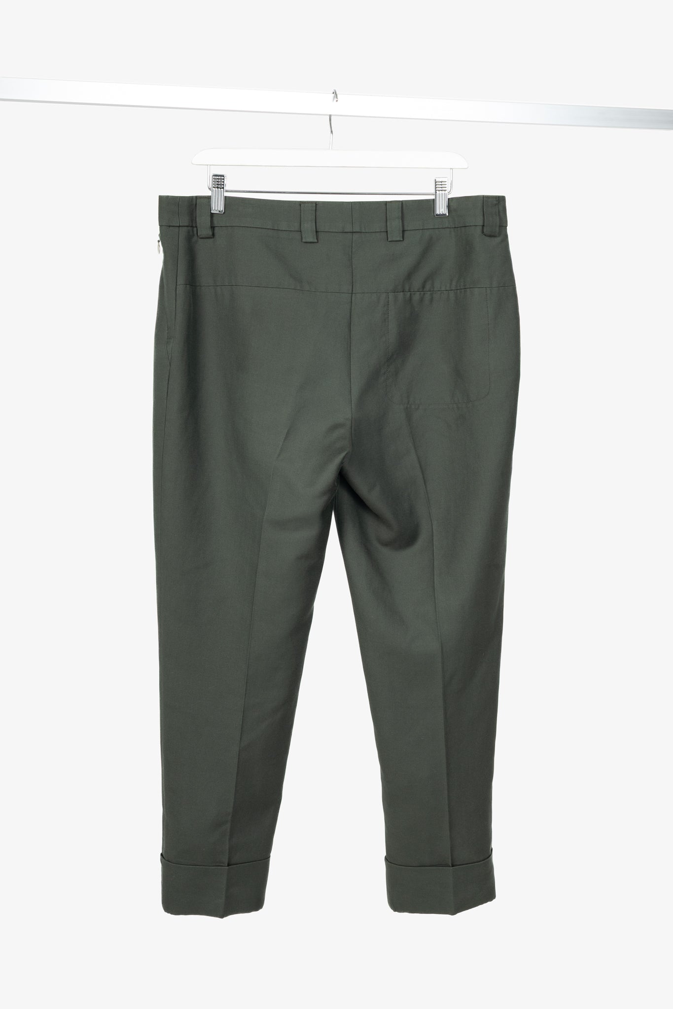Akris Maxima Green Cotton & Silk Twill Cropped Trousers