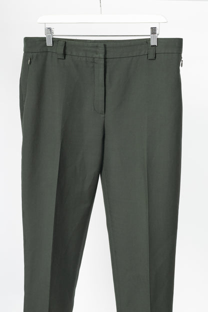 Akris Maxima Green Cotton & Silk Twill Cropped Trousers