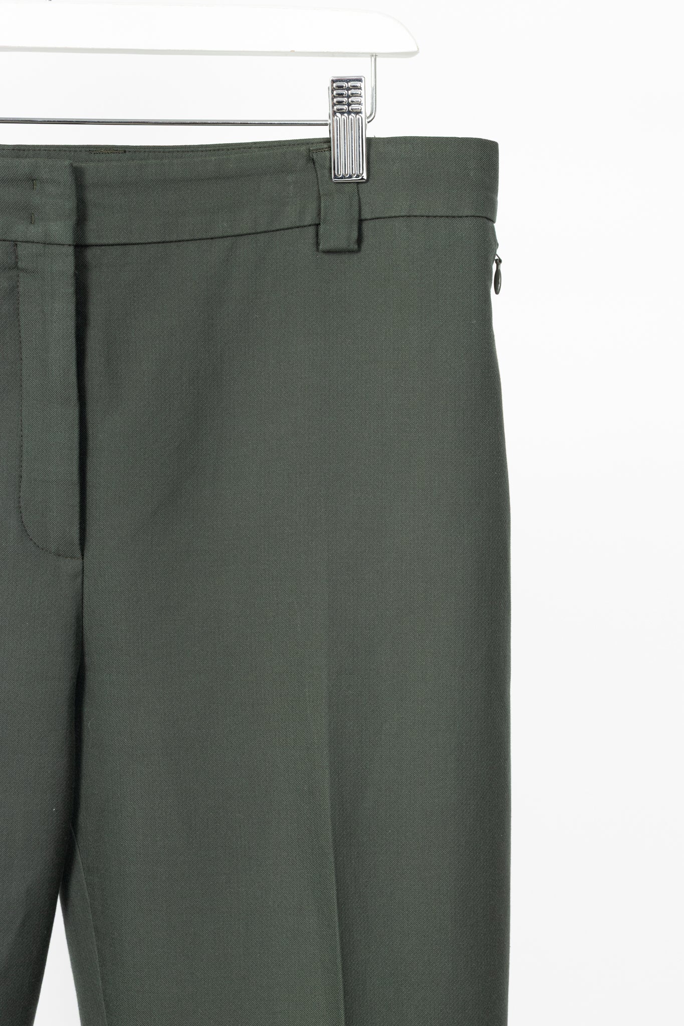 Akris Maxima Green Cotton & Silk Twill Cropped Trousers
