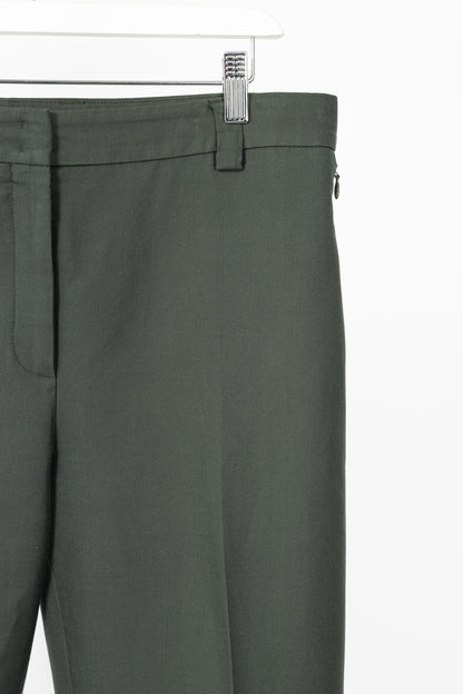 Akris Maxima Green Cotton & Silk Twill Cropped Trousers
