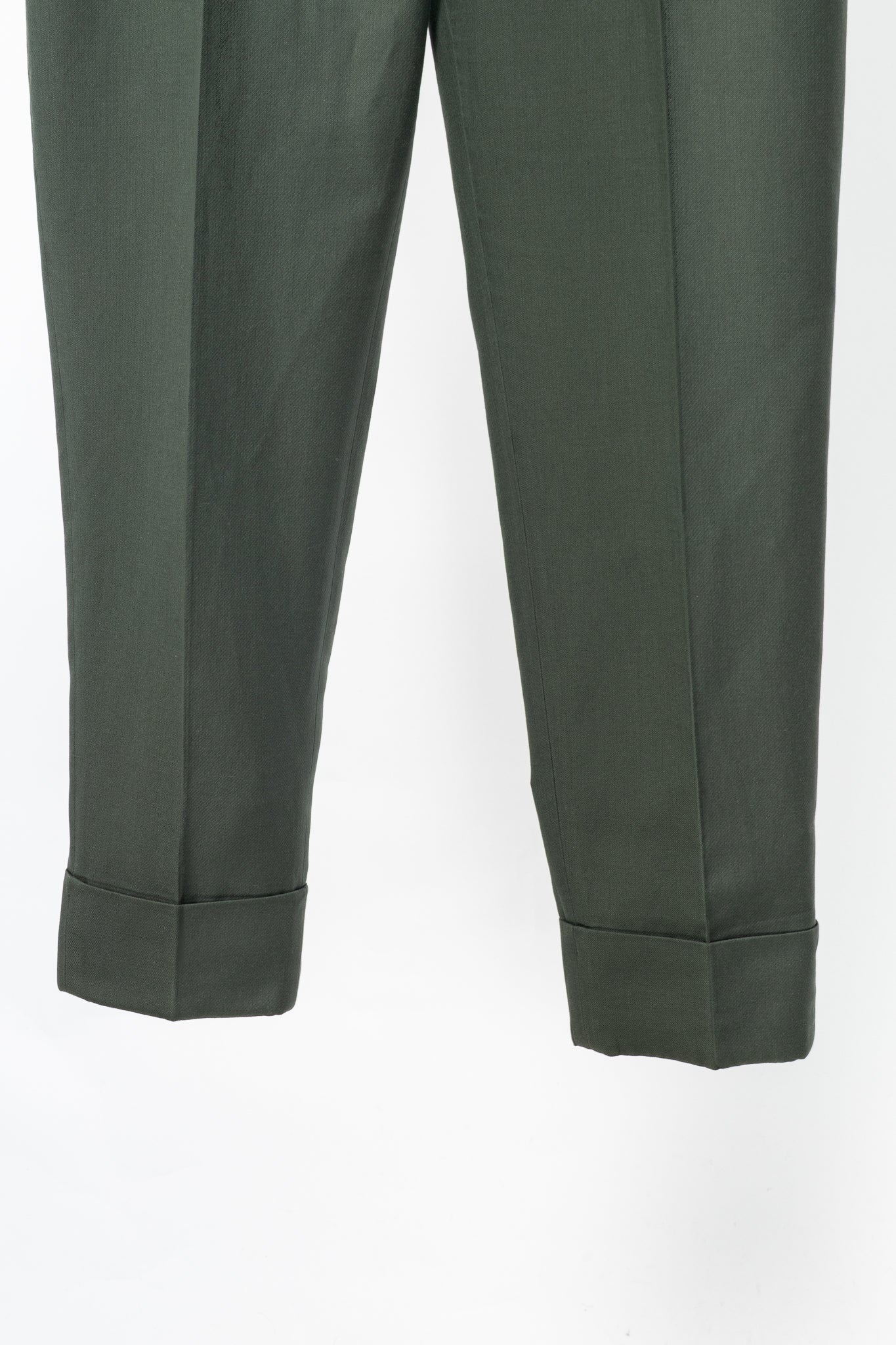 Akris Maxima Green Cotton & Silk Twill Cropped Trousers