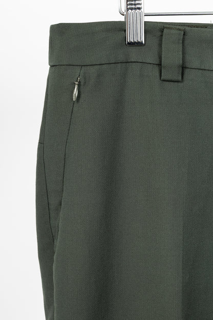 Akris Maxima Green Cotton & Silk Twill Cropped Trousers