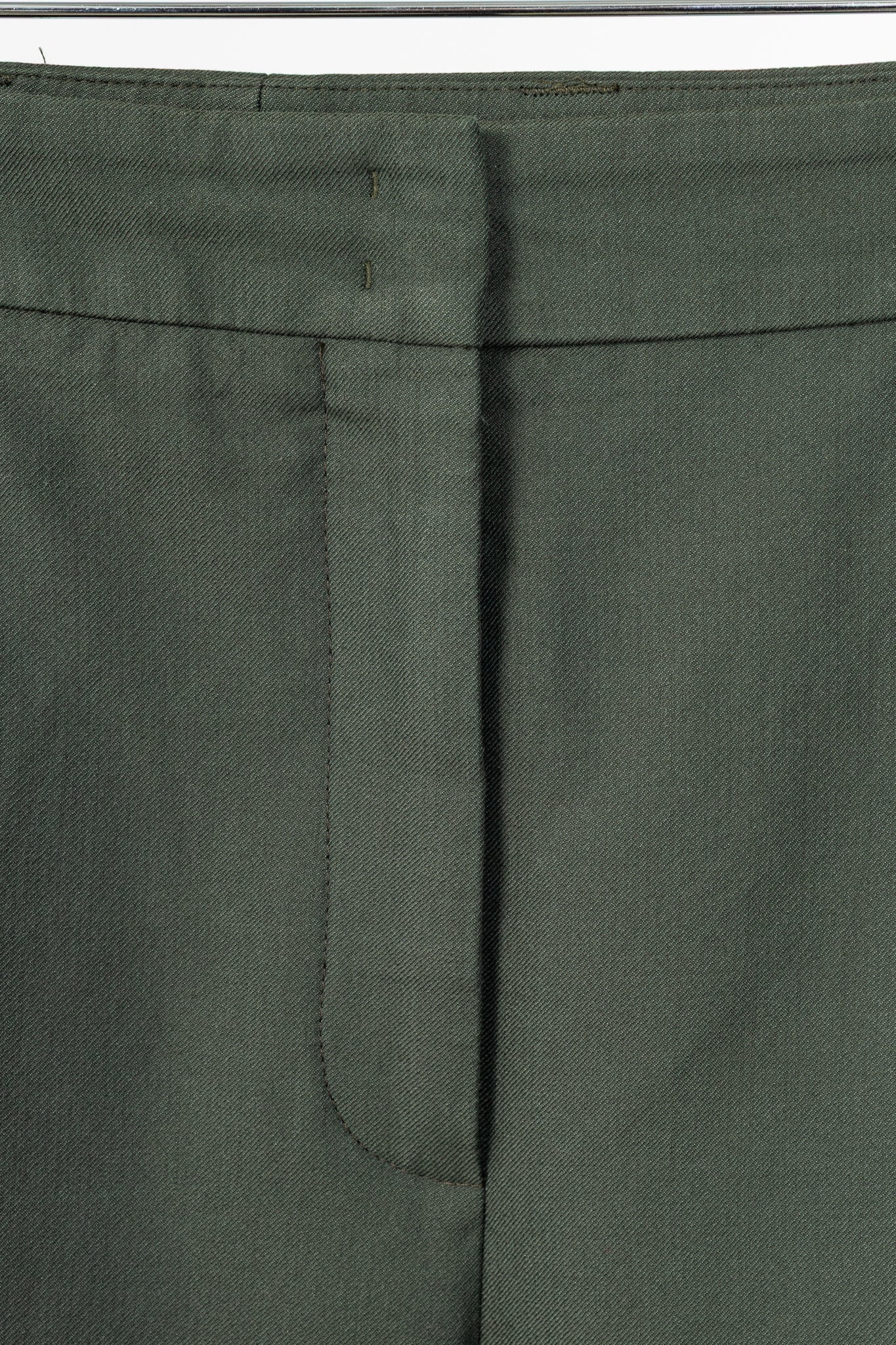 Akris Maxima Green Cotton & Silk Twill Cropped Trousers