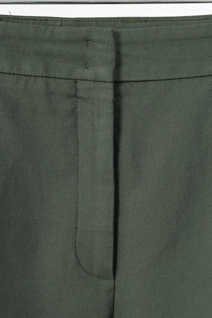 Akris Maxima Green Cotton & Silk Twill Cropped Trousers