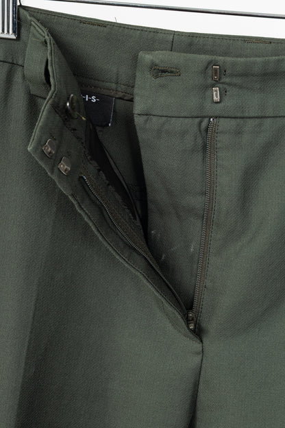 Akris Maxima Green Cotton & Silk Twill Cropped Trousers