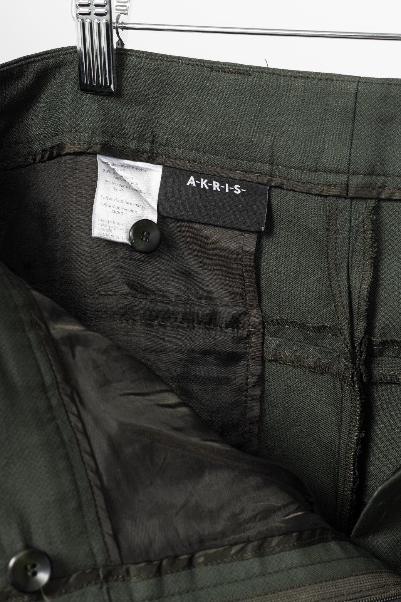 Akris Maxima Green Cotton & Silk Twill Cropped Trousers
