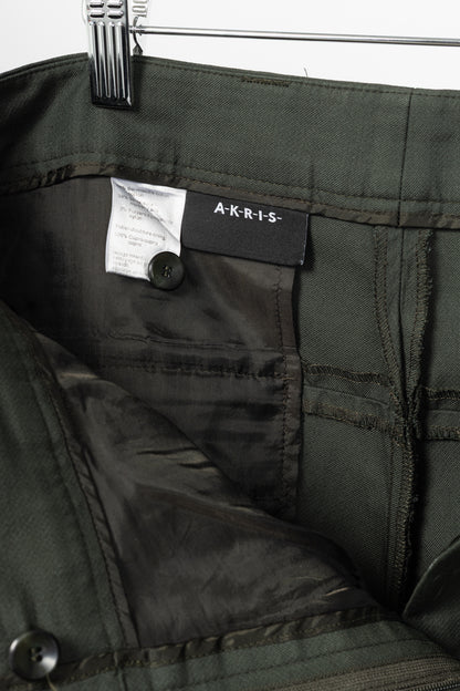 Akris Maxima Green Cotton & Silk Twill Cropped Trousers