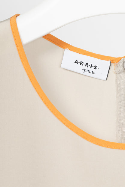 Akris Punto Grey Silk Crepe de Chine Piped Tank