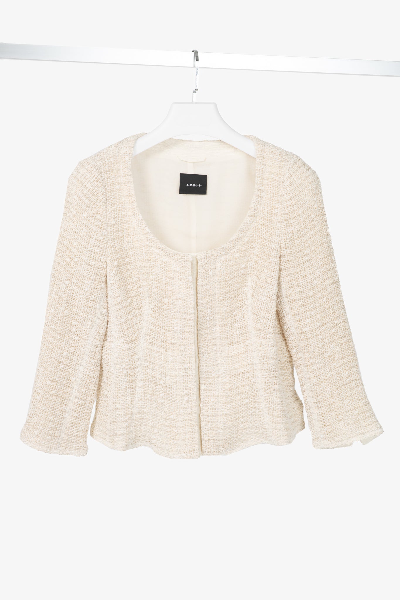 Akris Cream Cotton & Wool Boucle Tweed Jacket