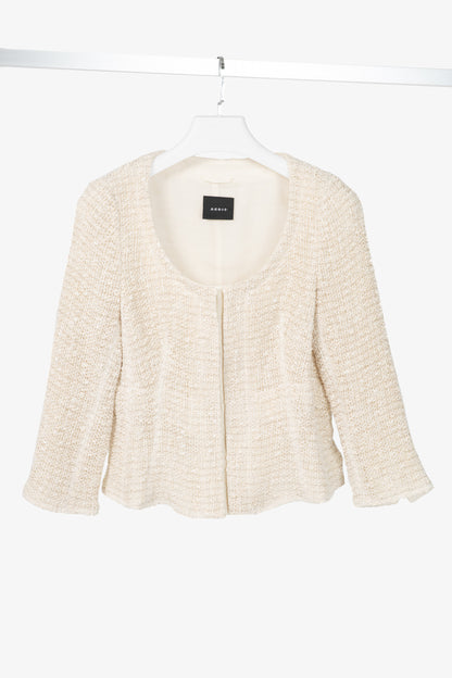 Akris Cream Cotton & Wool Boucle Tweed Jacket