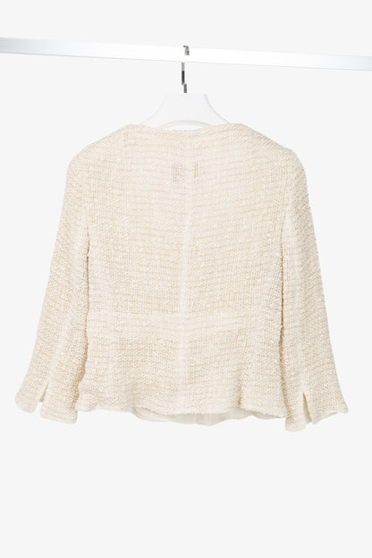 Akris Cream Cotton & Wool Boucle Tweed Jacket