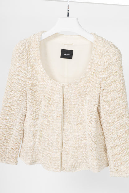 Akris Cream Cotton & Wool Boucle Tweed Jacket