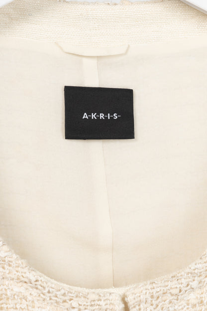 Akris Cream Cotton & Wool Boucle Tweed Jacket