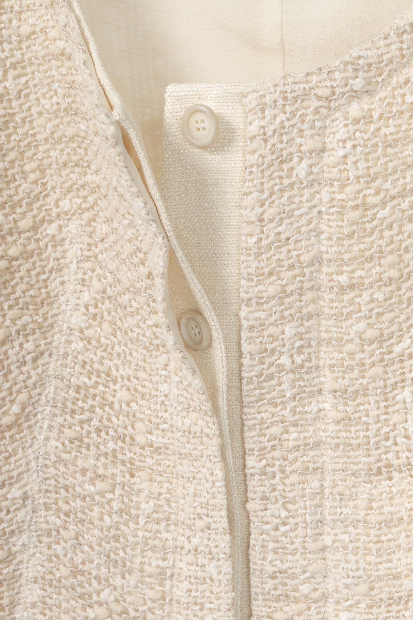 Akris Cream Cotton & Wool Boucle Tweed Jacket