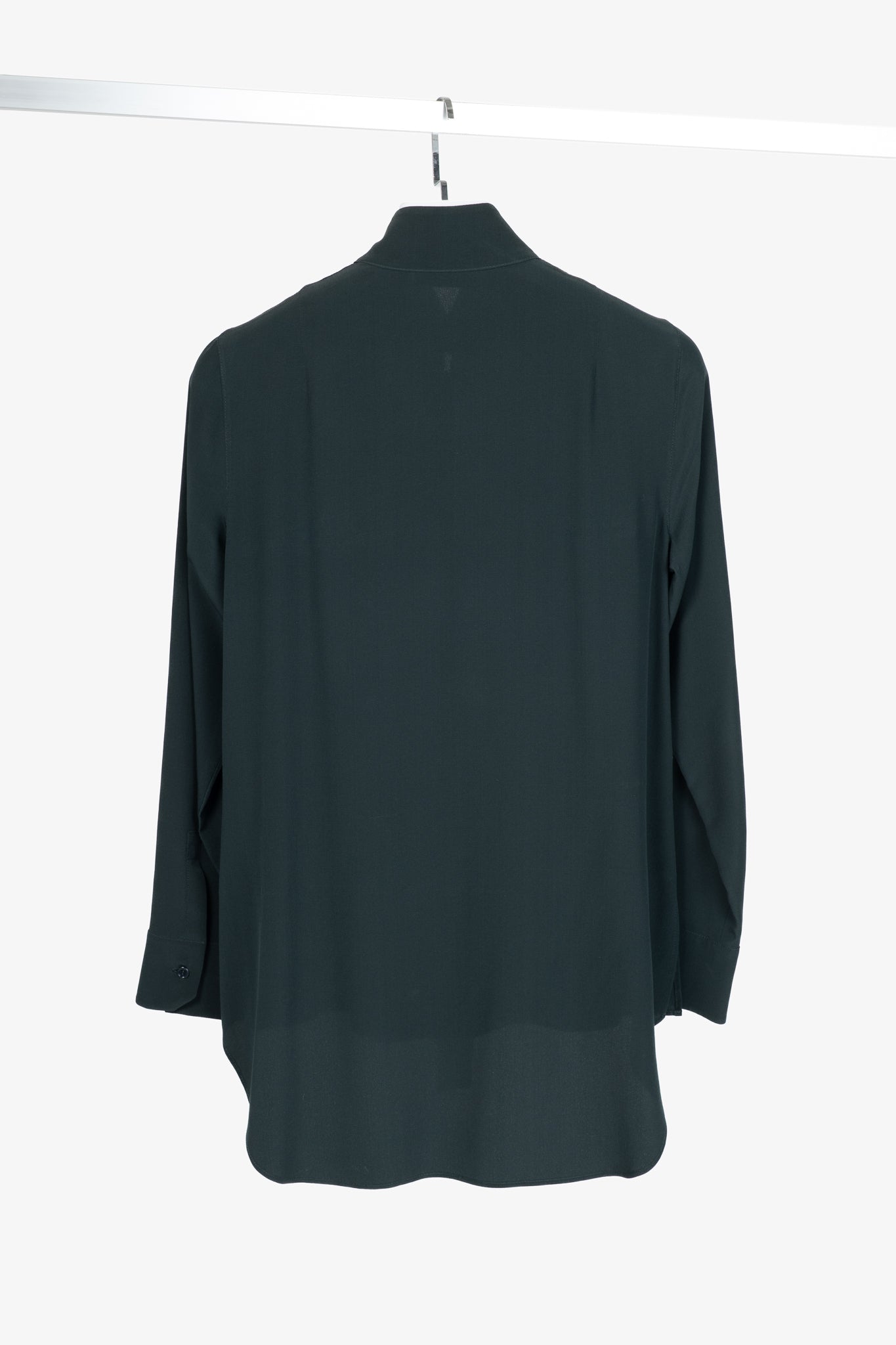 Akris Green Silk-Crepe Draped Blouse