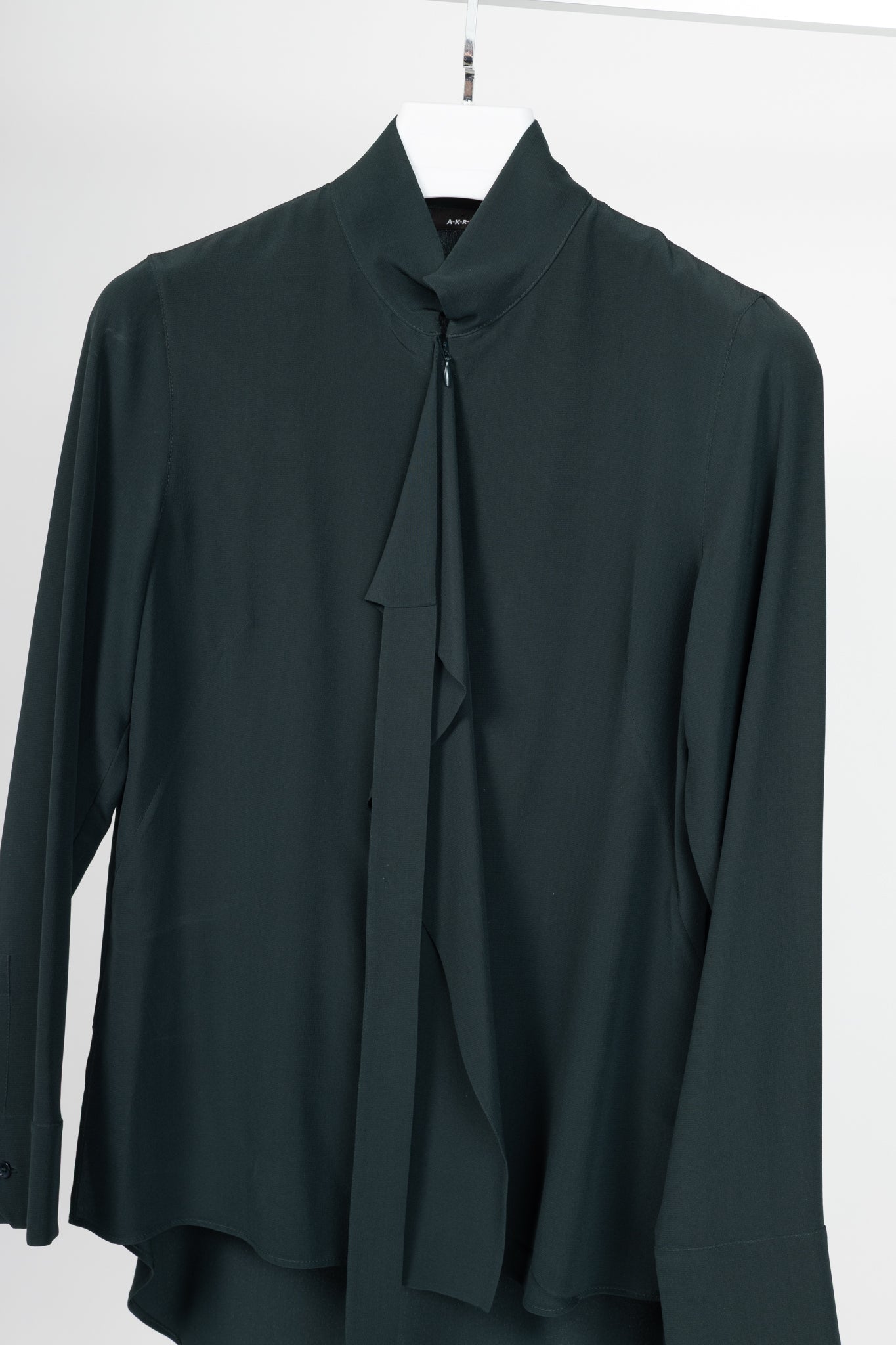 Akris Green Silk-Crepe Draped Blouse