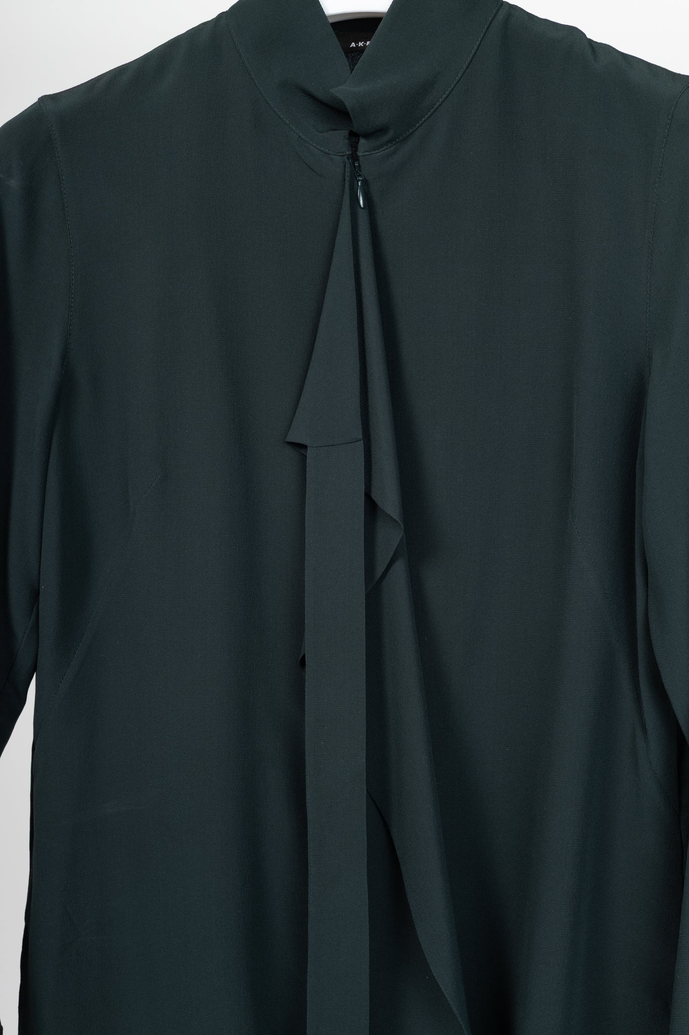 Akris Green Silk-Crepe Draped Blouse