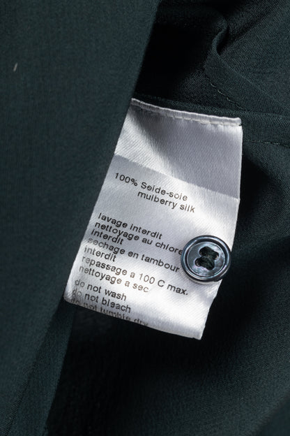 Akris Green Silk-Crepe Draped Blouse