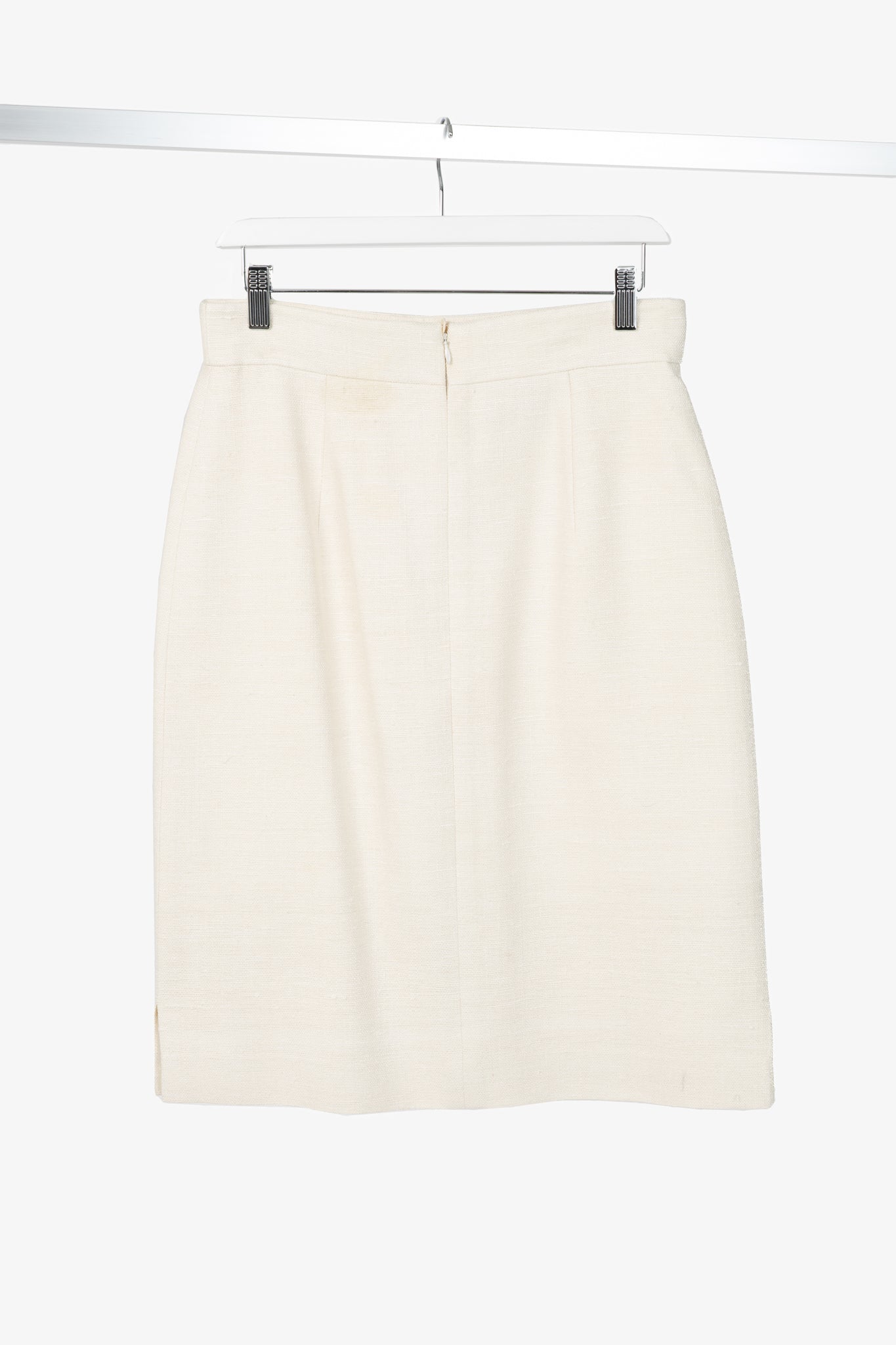 Akris Cream Silk Decorative-Satin Pencil Skirt