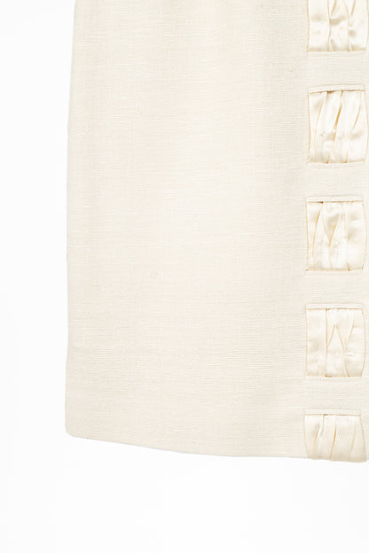 Akris Cream Silk Decorative-Satin Pencil Skirt