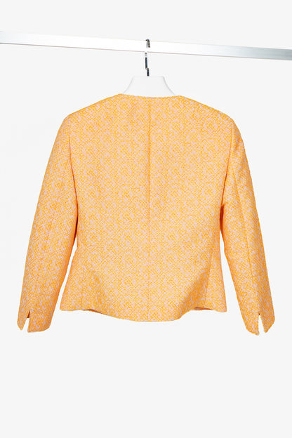 Akris Punto Electric Orange Pebble Cotton Taffeta Moto Jacket