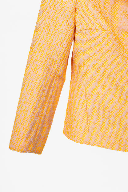 Akris Punto Electric Orange Pebble Cotton Taffeta Moto Jacket