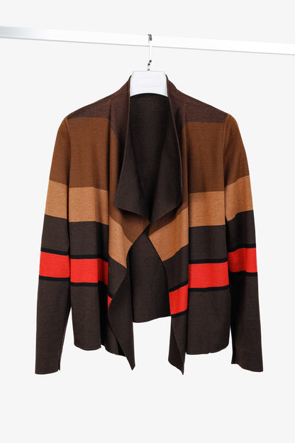 Akris PF/13 Reversible Brown Striped Cashmere & Silk Cardigan