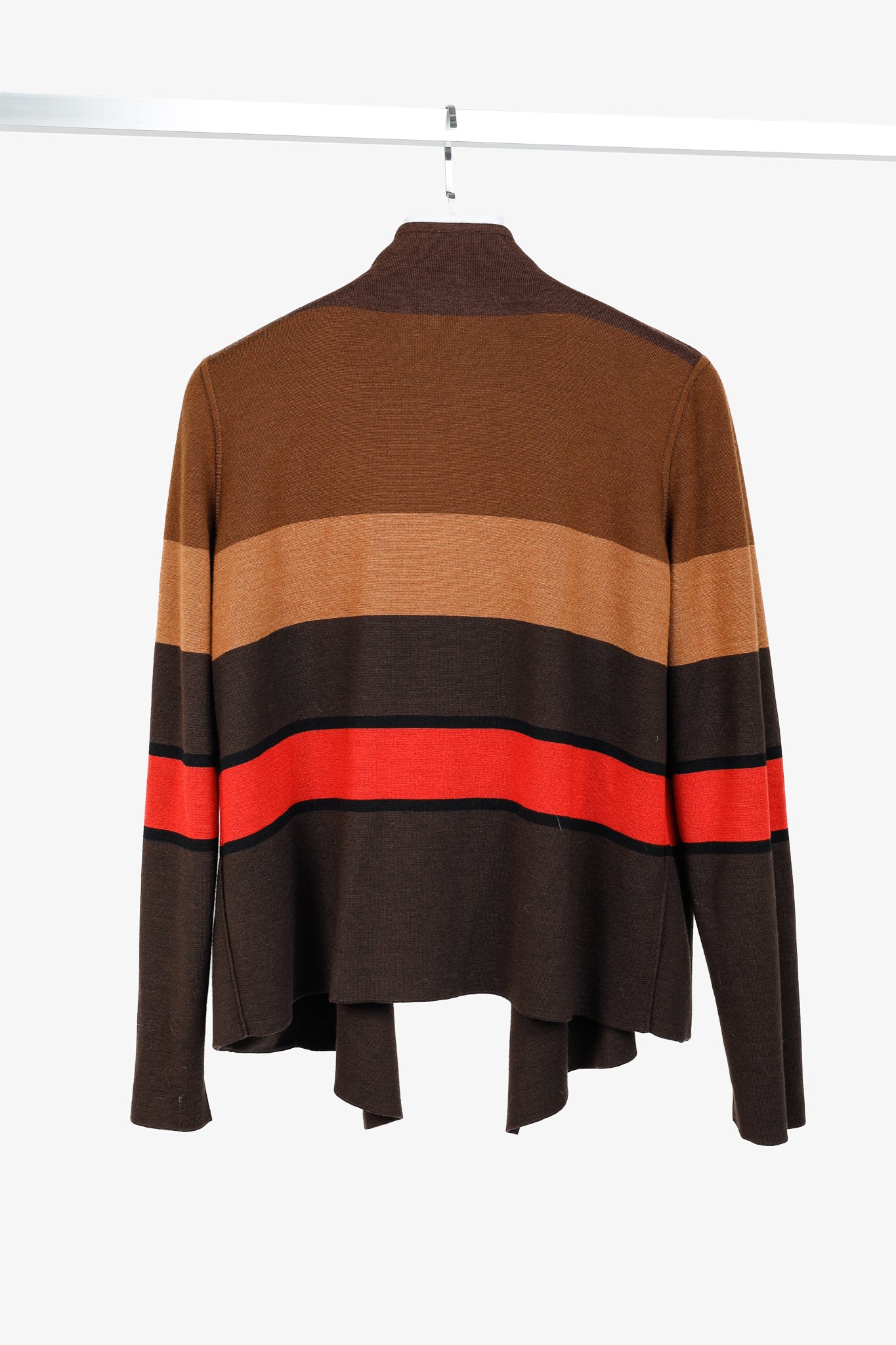 Akris PF/13 Reversible Brown Striped Cashmere & Silk Cardigan