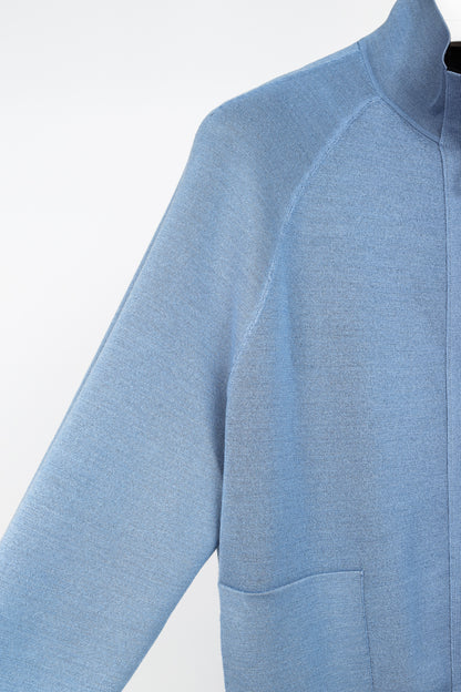 Akris 100 Years Reversible Navy & Light Blue Wool-Blend Zip Jacket