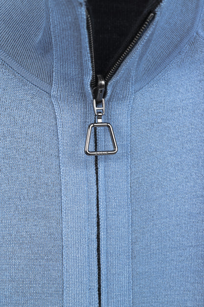 Akris 100 Years Reversible Navy & Light Blue Wool-Blend Zip Jacket