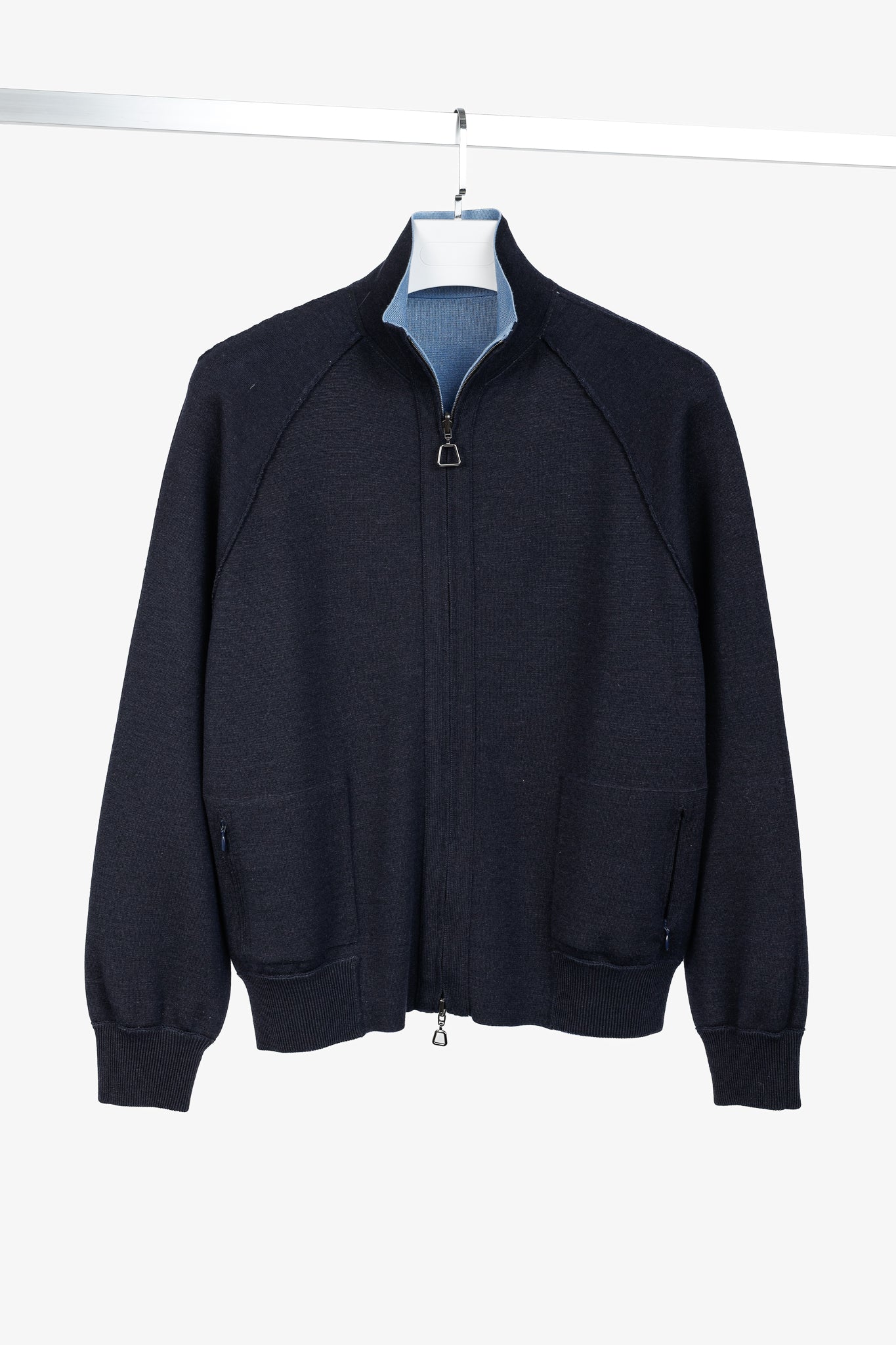 Akris 100 Years Reversible Navy & Light Blue Wool-Blend Zip Jacket