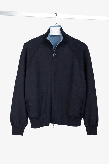 Akris 100 Years Reversible Navy & Light Blue Wool-Blend Zip Jacket