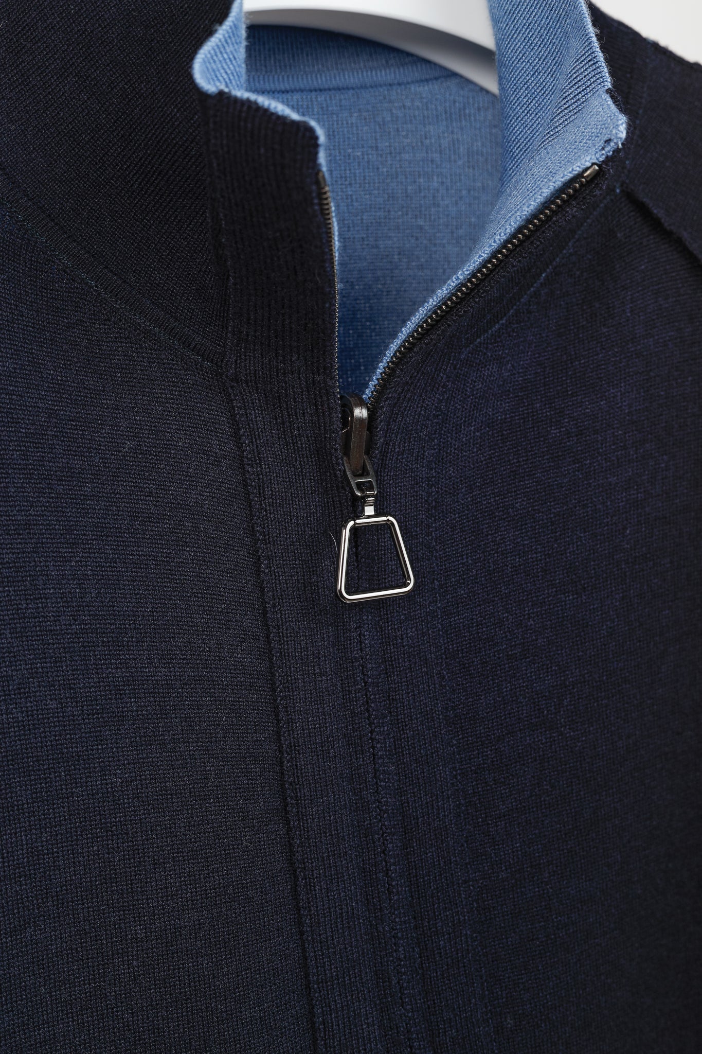 Akris 100 Years Reversible Navy & Light Blue Wool-Blend Zip Jacket