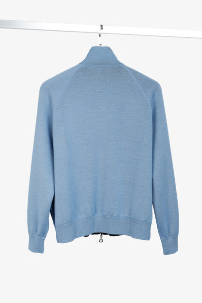 Akris 100 Years Reversible Navy & Light Blue Wool-Blend Zip Jacket