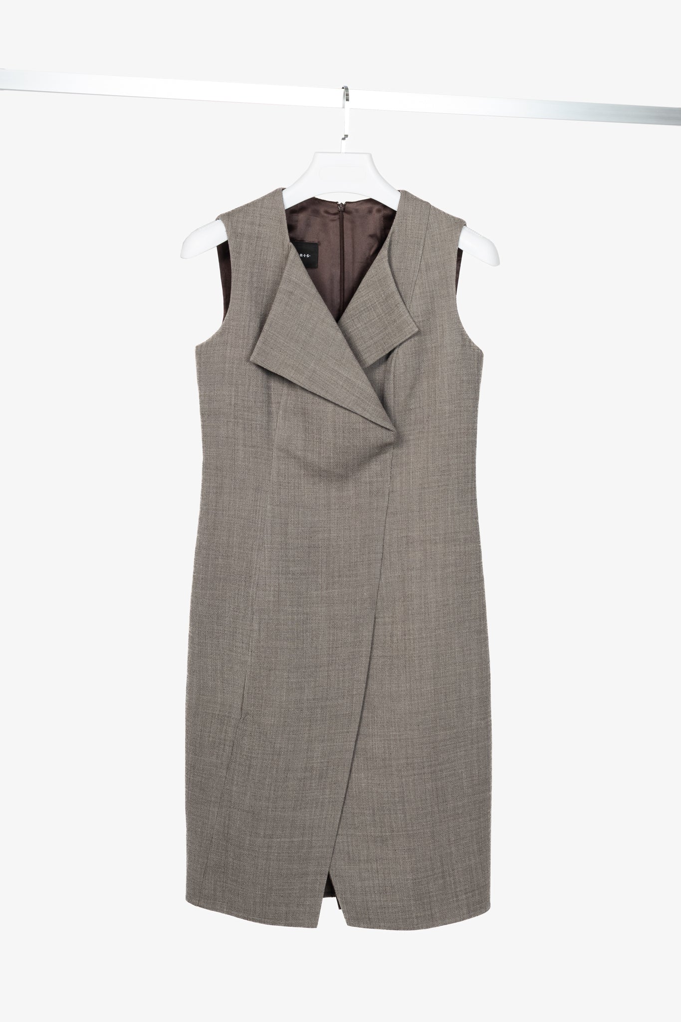 Akris Brown Wool-Blend Asymmetrical Sheath Dress