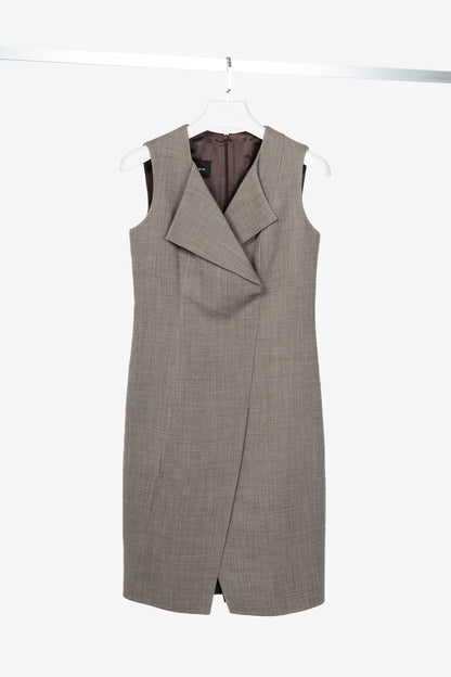 Akris Brown Wool-Blend Asymmetrical Sheath Dress