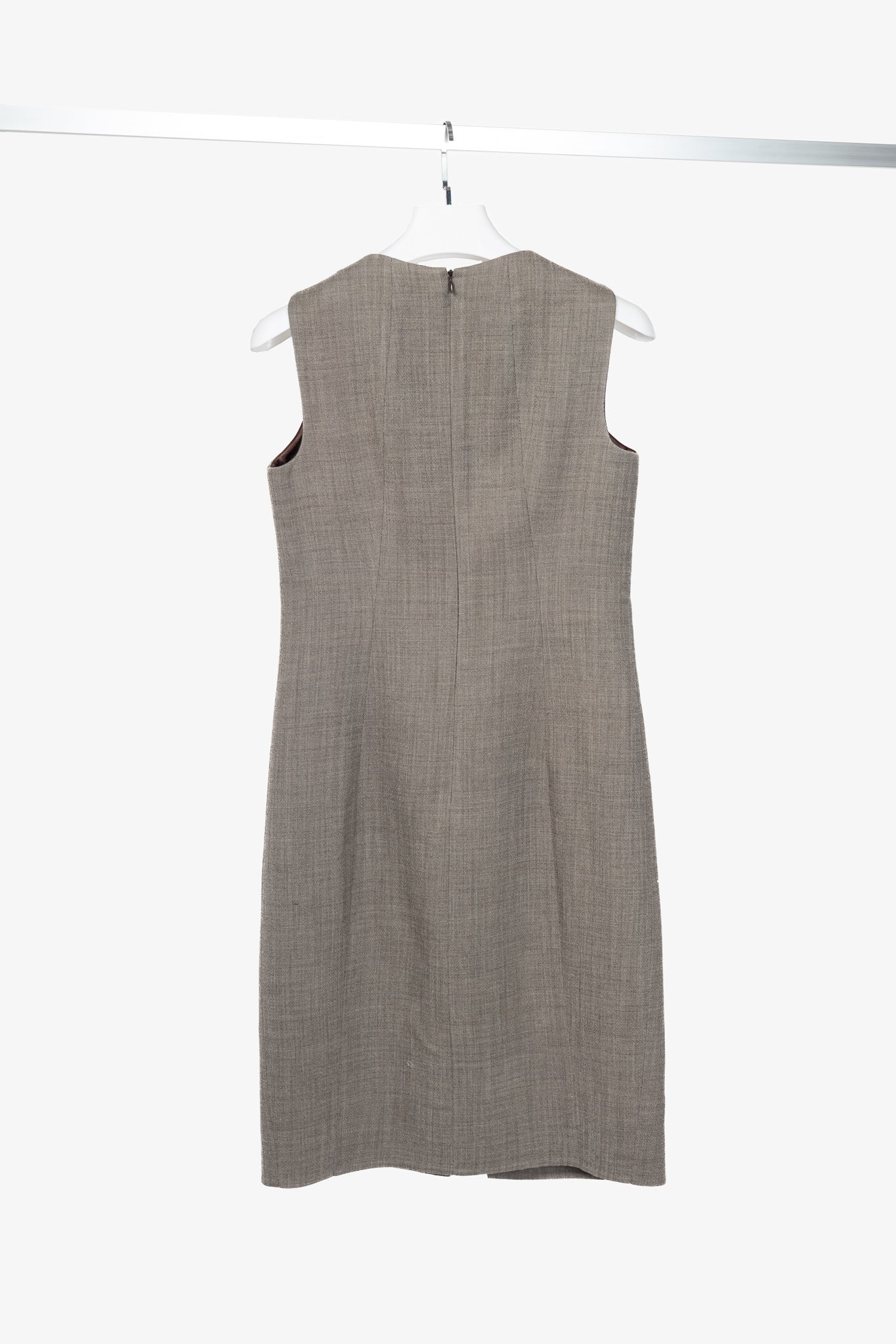 Akris Brown Wool-Blend Asymmetrical Sheath Dress