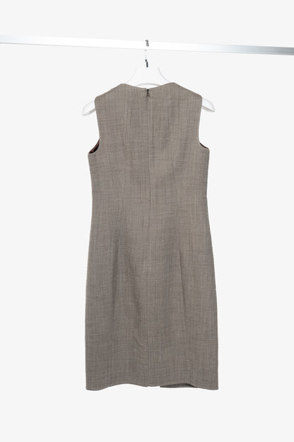 Akris Brown Wool-Blend Asymmetrical Sheath Dress