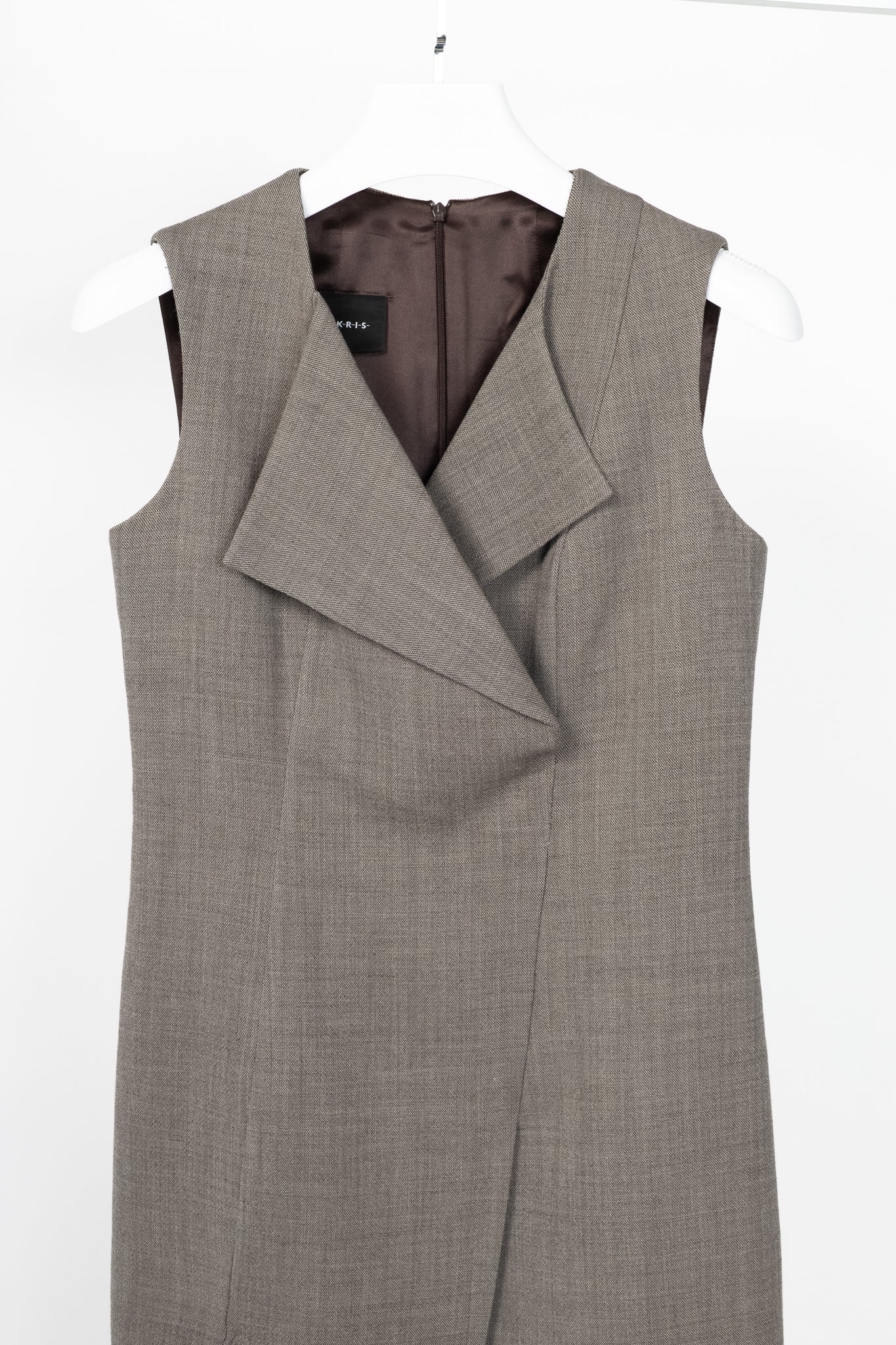 Akris Brown Wool-Blend Asymmetrical Sheath Dress