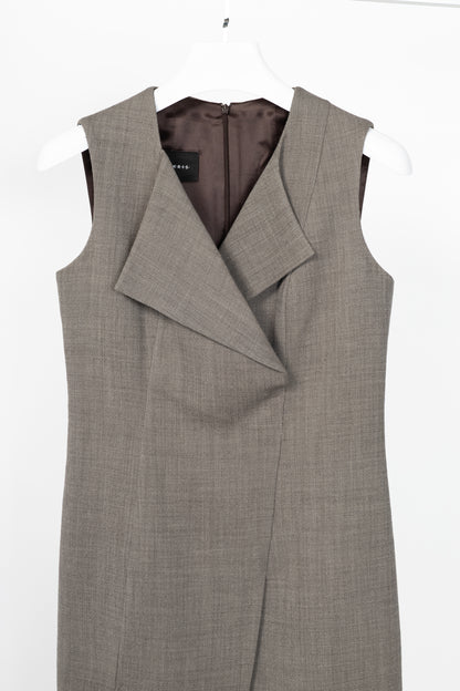 Akris Brown Wool-Blend Asymmetrical Sheath Dress