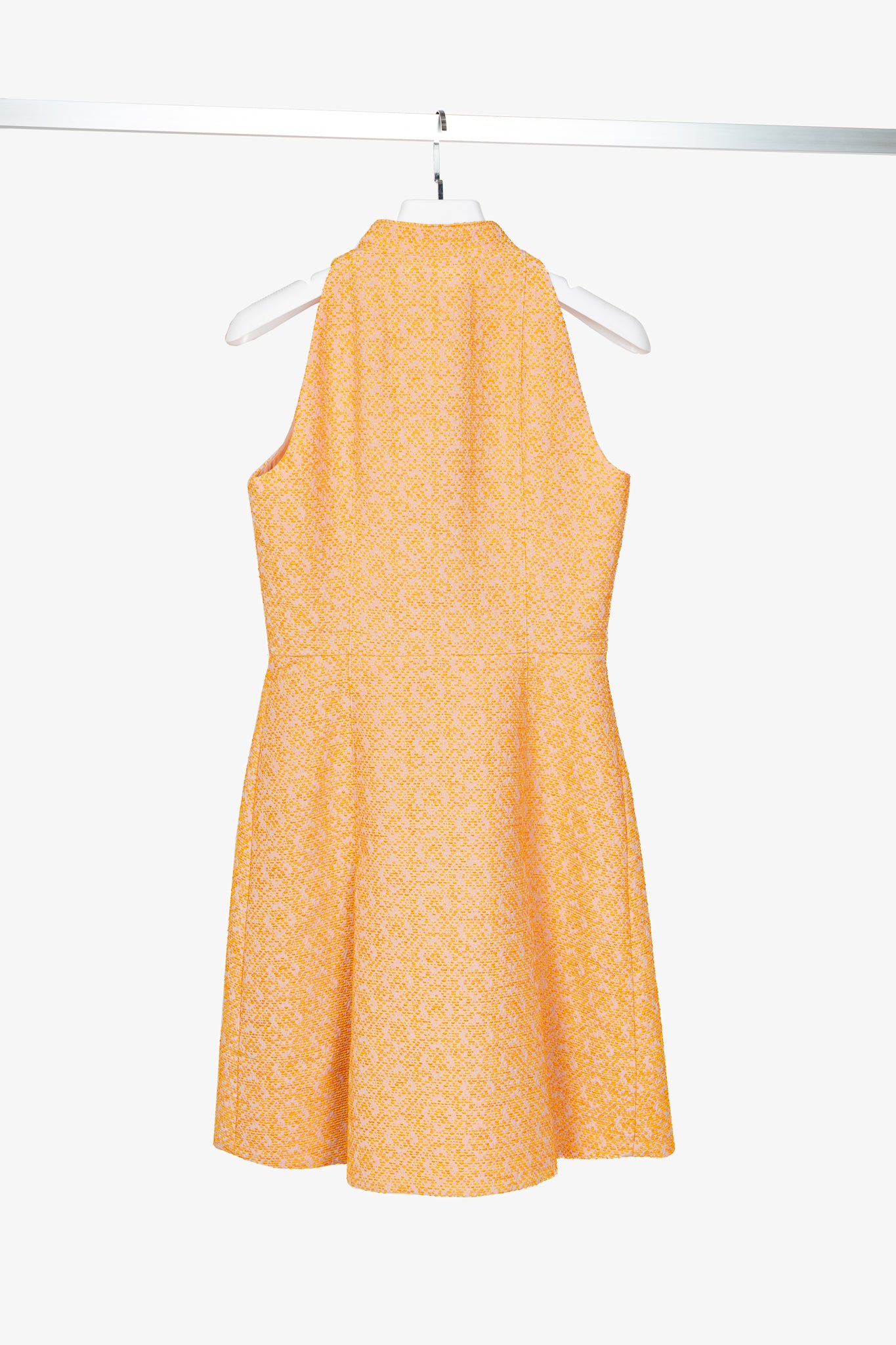 Akris Punto Electric Orange Pebble Cotton Taffeta Zip Flared Dress