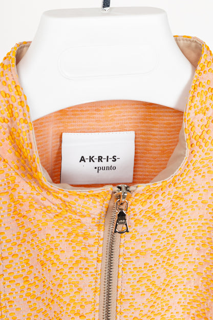 Akris Punto Electric Orange Pebble Cotton Taffeta Zip Flared Dress