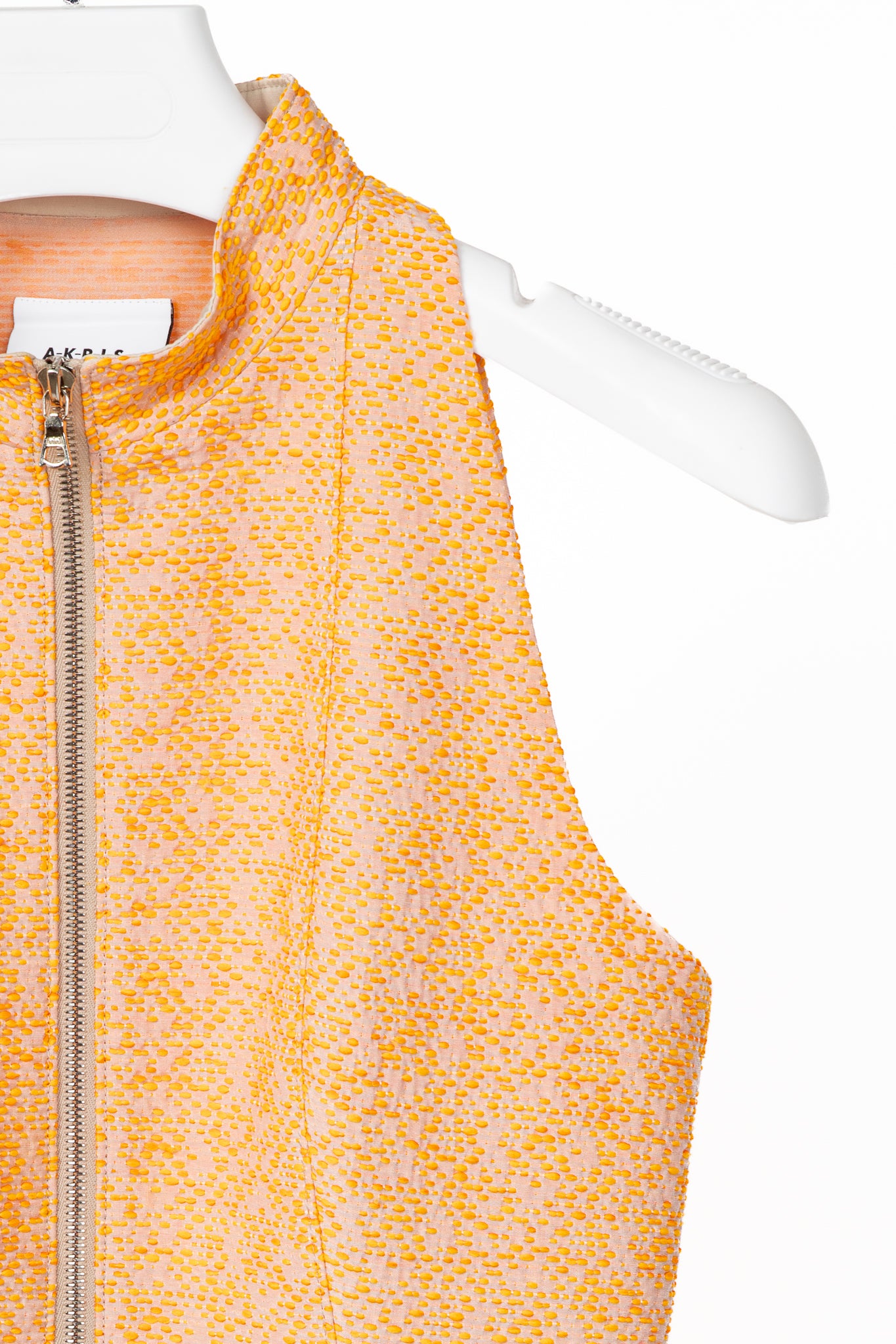 Akris Punto Electric Orange Pebble Cotton Taffeta Zip Flared Dress