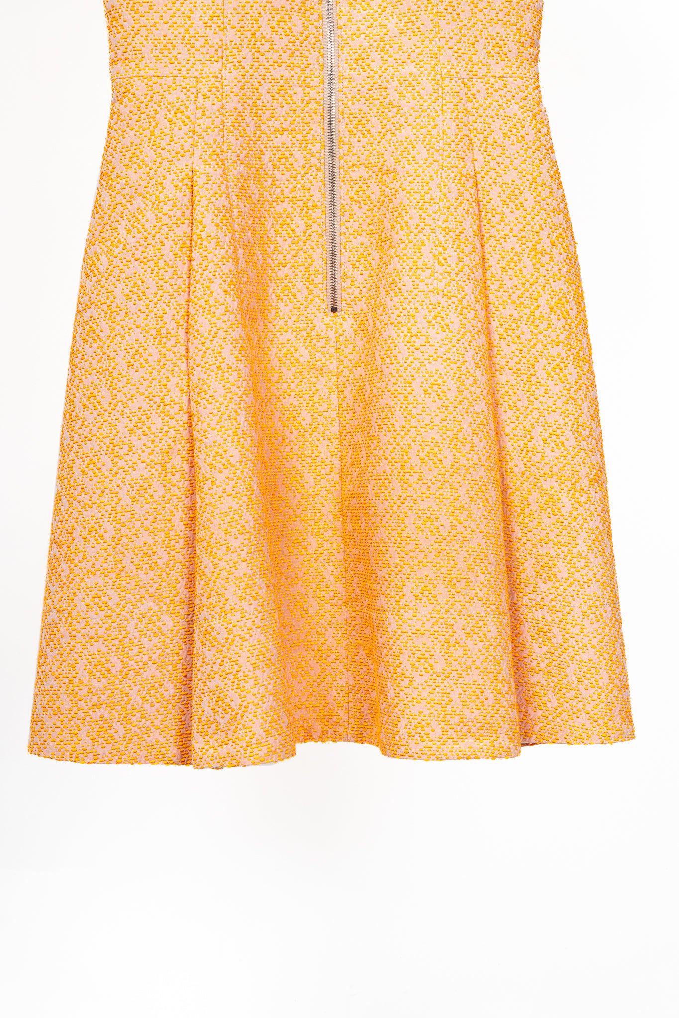 Akris Punto Electric Orange Pebble Cotton Taffeta Zip Flared Dress