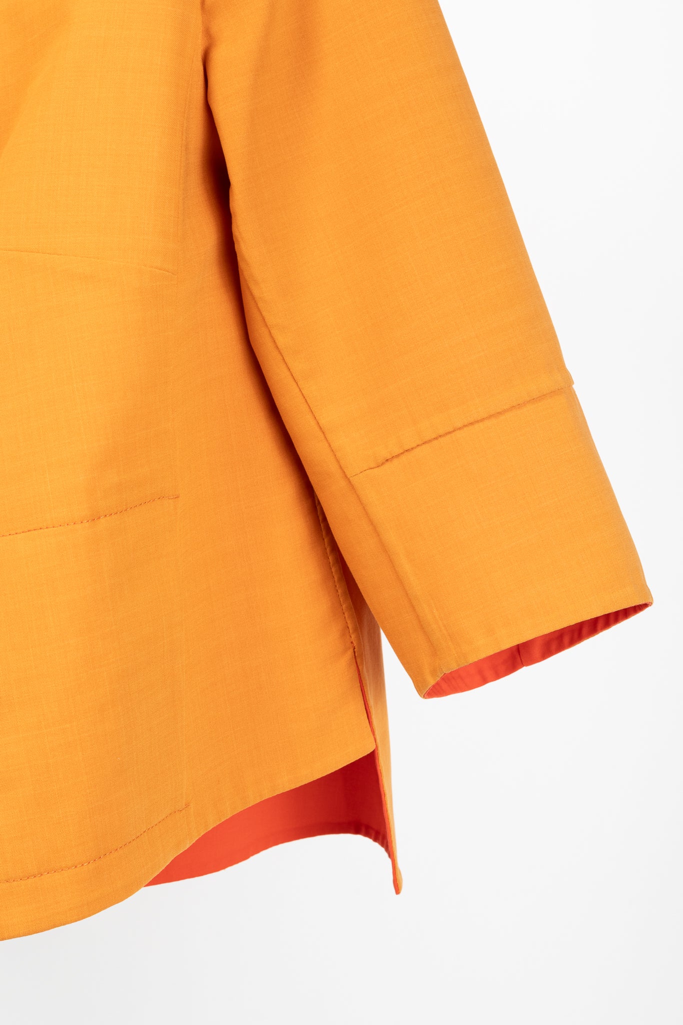 Akris Reversible Firecracker Orange Cotton Trapeze Jacket