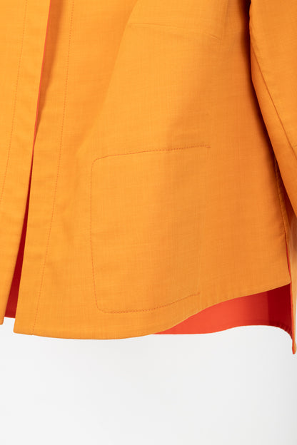 Akris Reversible Firecracker Orange Cotton Trapeze Jacket