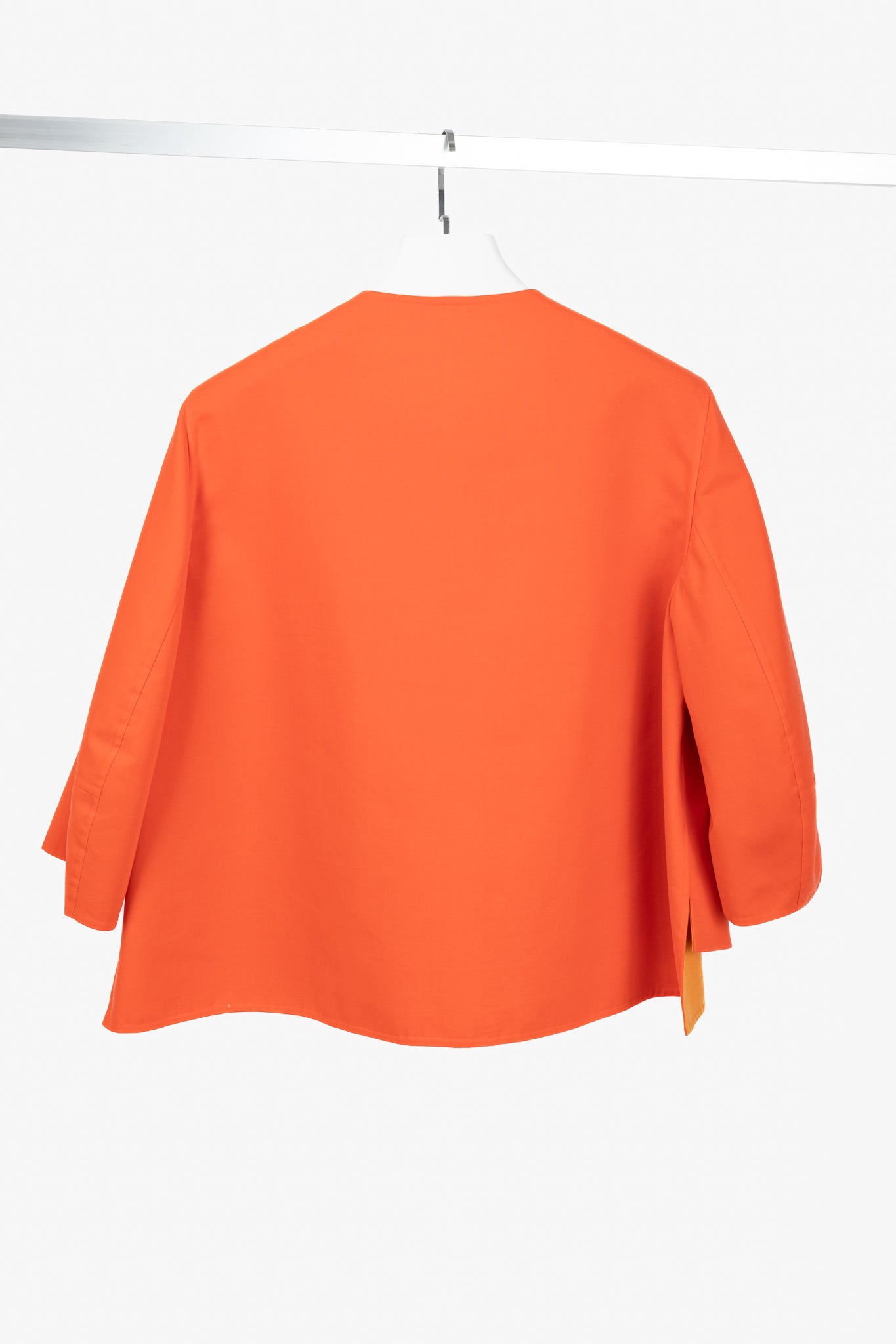 Akris Reversible Firecracker Orange Cotton Trapeze Jacket